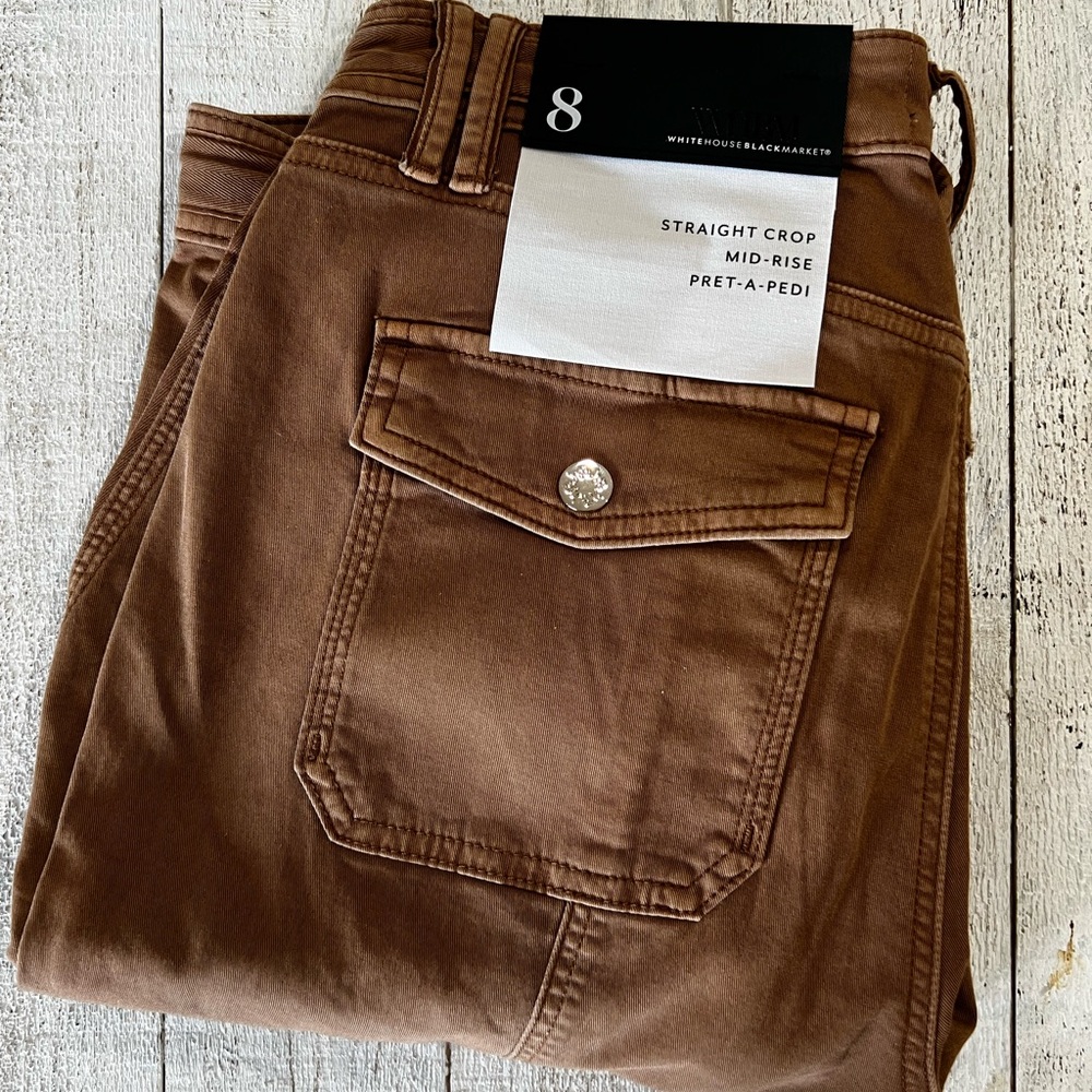 White House Black Market Brown Straight Crop Jeans